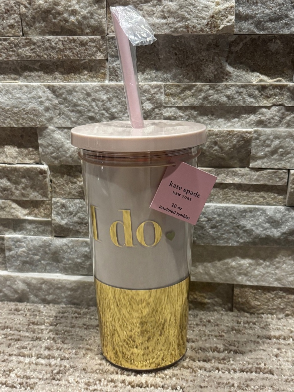 Kate Spade “I Do” 24 oz Tumbler With Straw